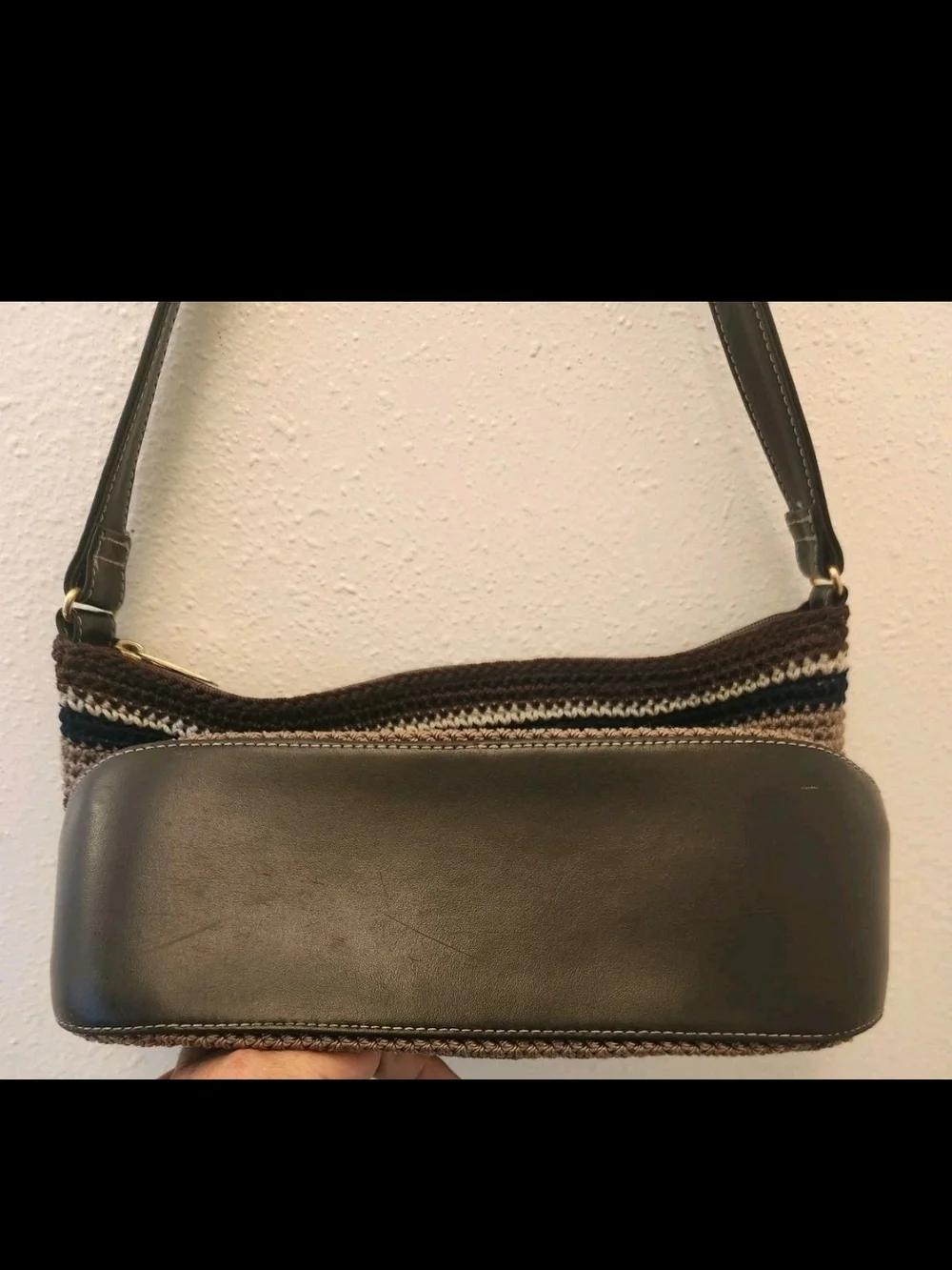 The Sak Vintage Woven Hobo Shoulder Bag in Brown & Maroon Stripes